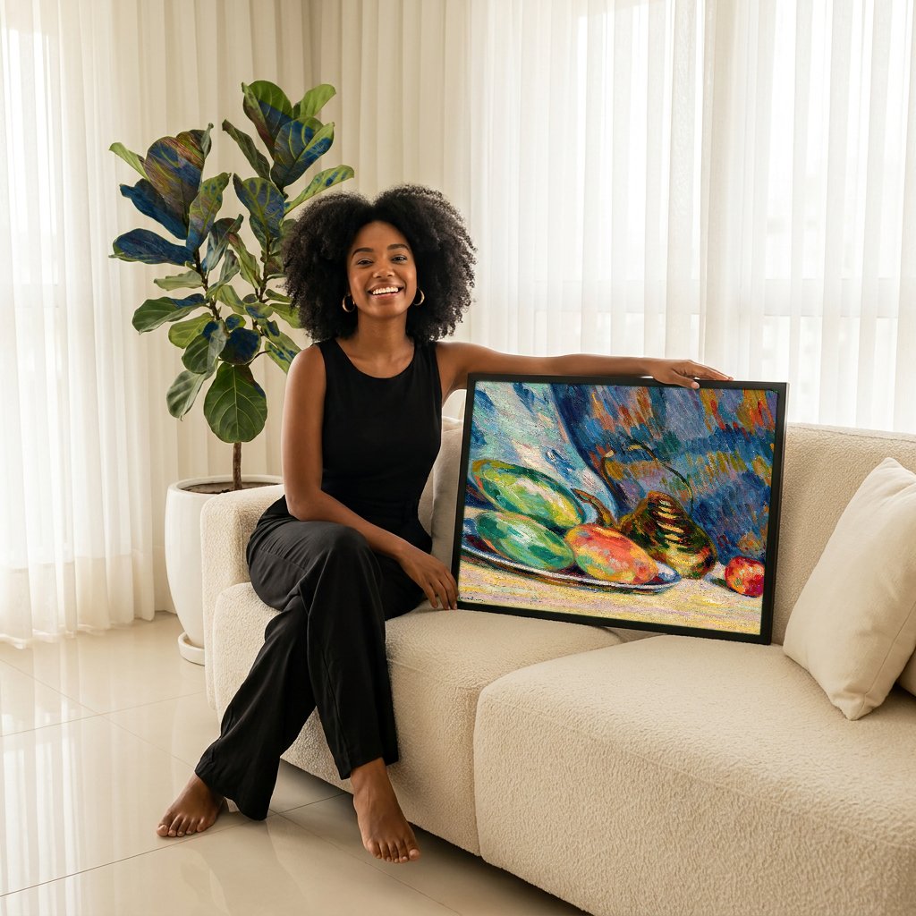 Quadro Decorativo Natureza-morta com Frutas - Guillaumin com modelo em ambiente