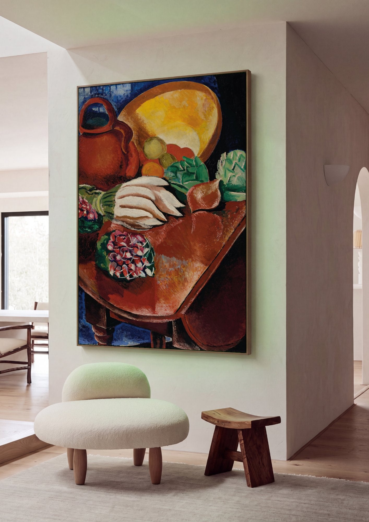 Quadro Decorativo Natureza-Morta com Frutas e Jarro - Moïse Kisling em ambiente decorado