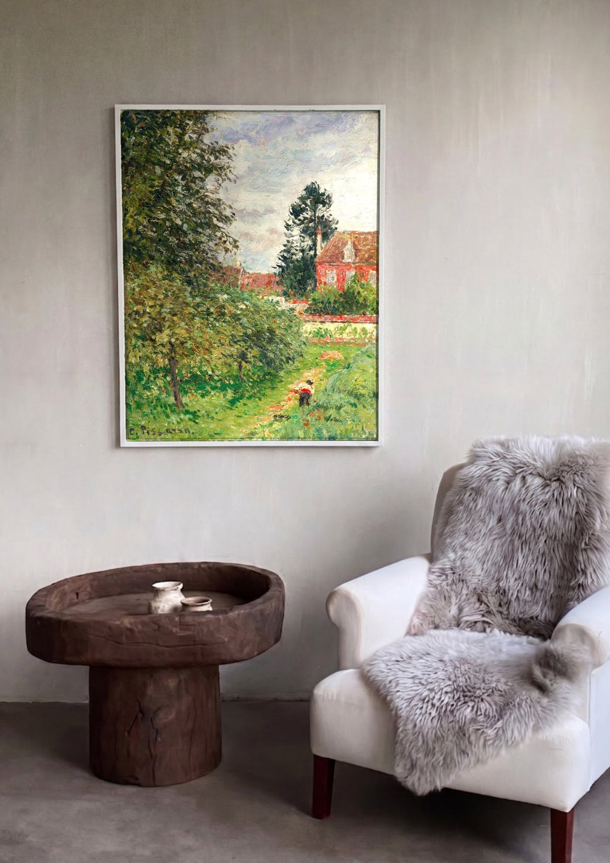 Quadro Decorativo Campo de Maçãs em Éragny - Pissarro | quadro emoldurado na parede