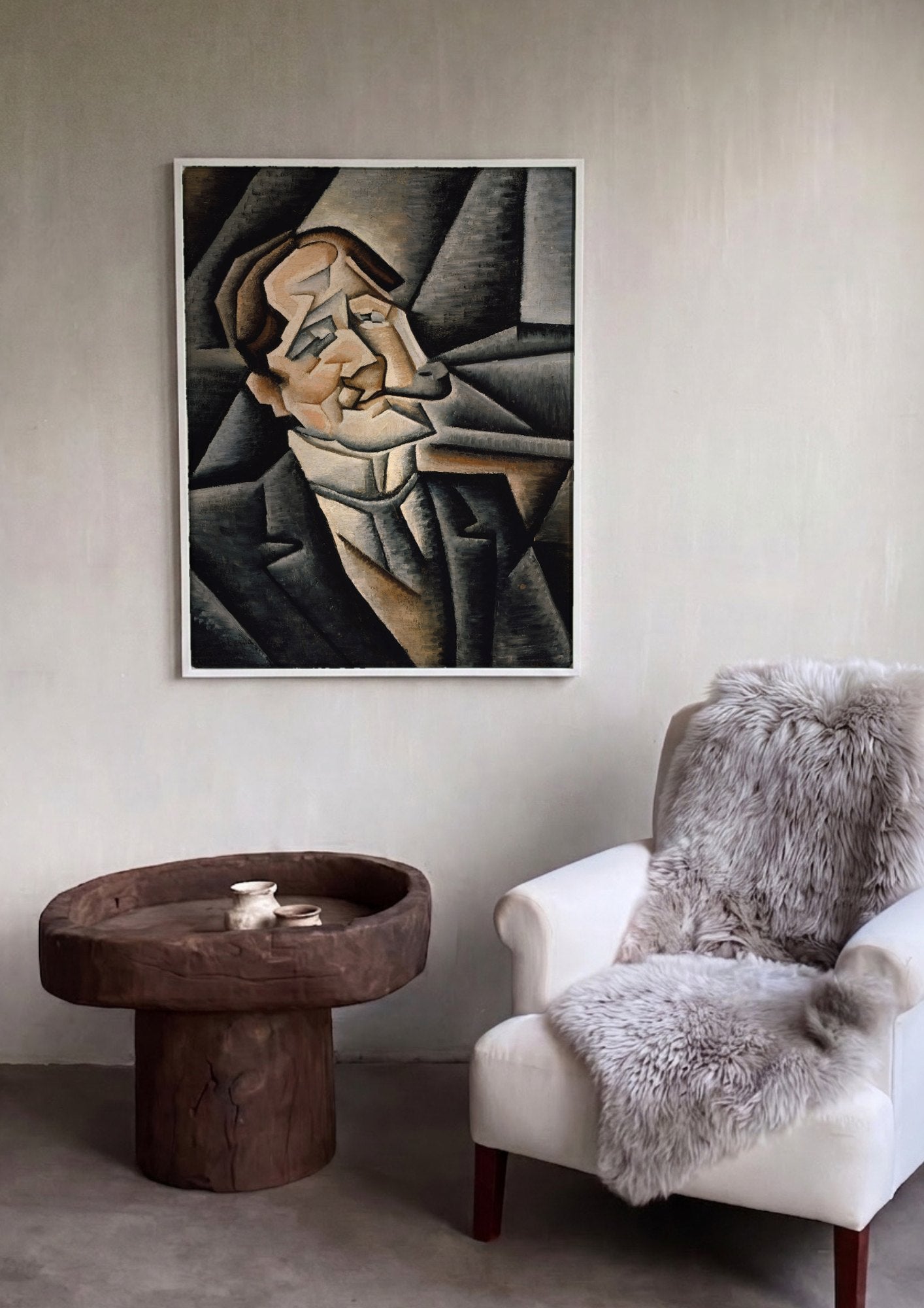 Quadro Decorativo Retrato Cubista - Juan Gris | quadro emoldurado na parede