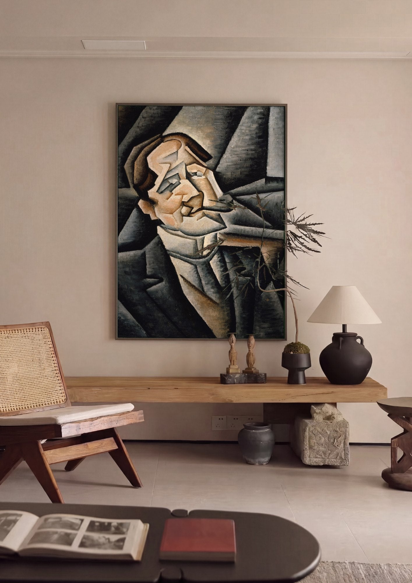 Quadro Decorativo Retrato Cubista - Juan Gris | quadro emoldurado na parede