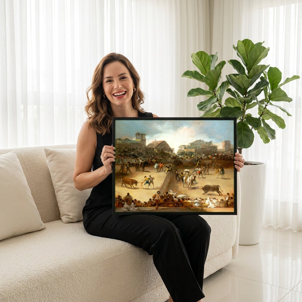 Quadro Decorativo Tourada - Francisco de Goya | modelo apresentando o quadro emoldurado