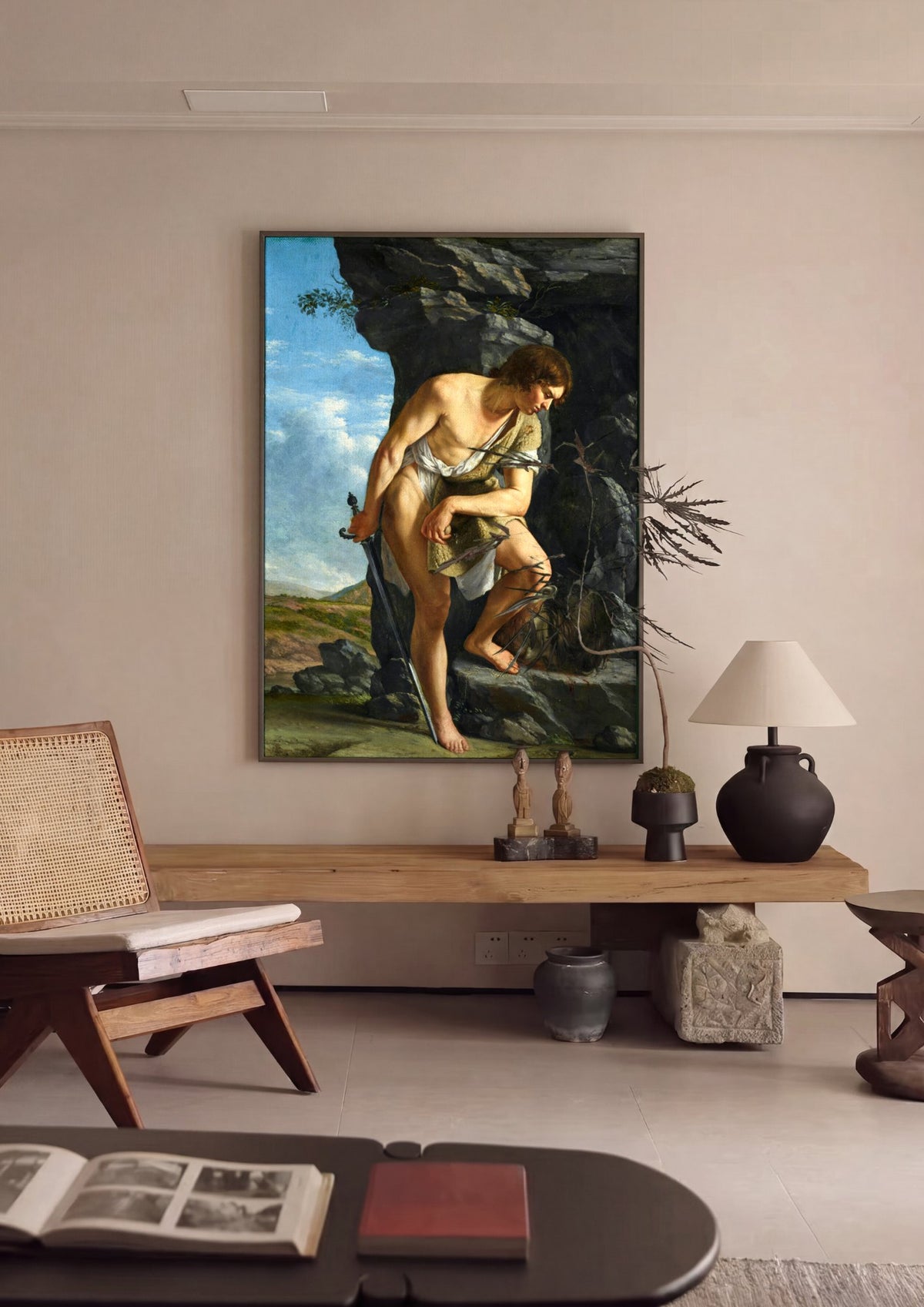 Quadro Decorativo Davi com a Cabeça de Golias - Artemisia Gentileschi | quadro emoldurado na parede