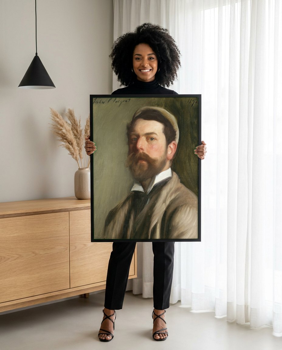 Quadro Decorativo Autorretrato - John Singer Sargent | modelo apresentando o quadro emoldurado