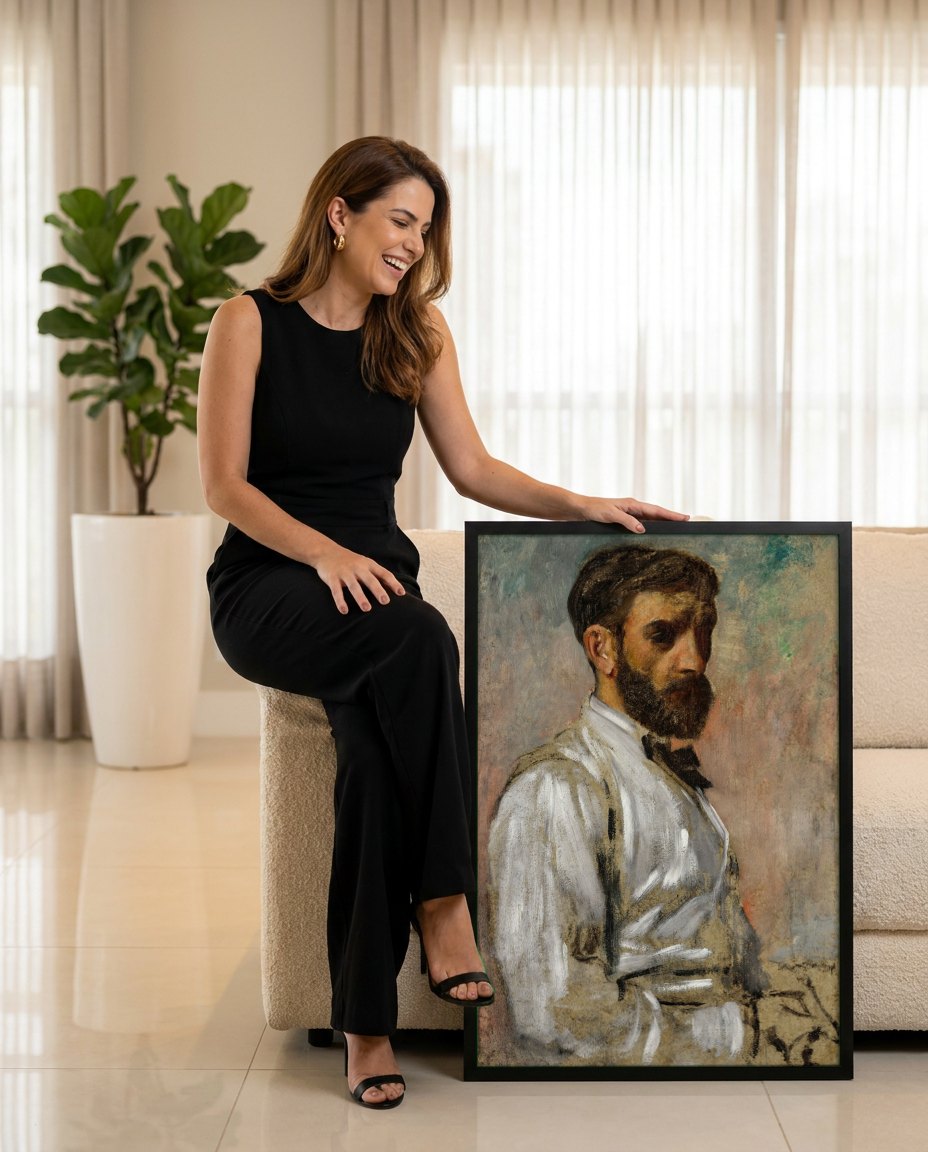 Quadro Decorativo Autorretrato - Edgar Degas | modelo apresentando o quadro emoldurado