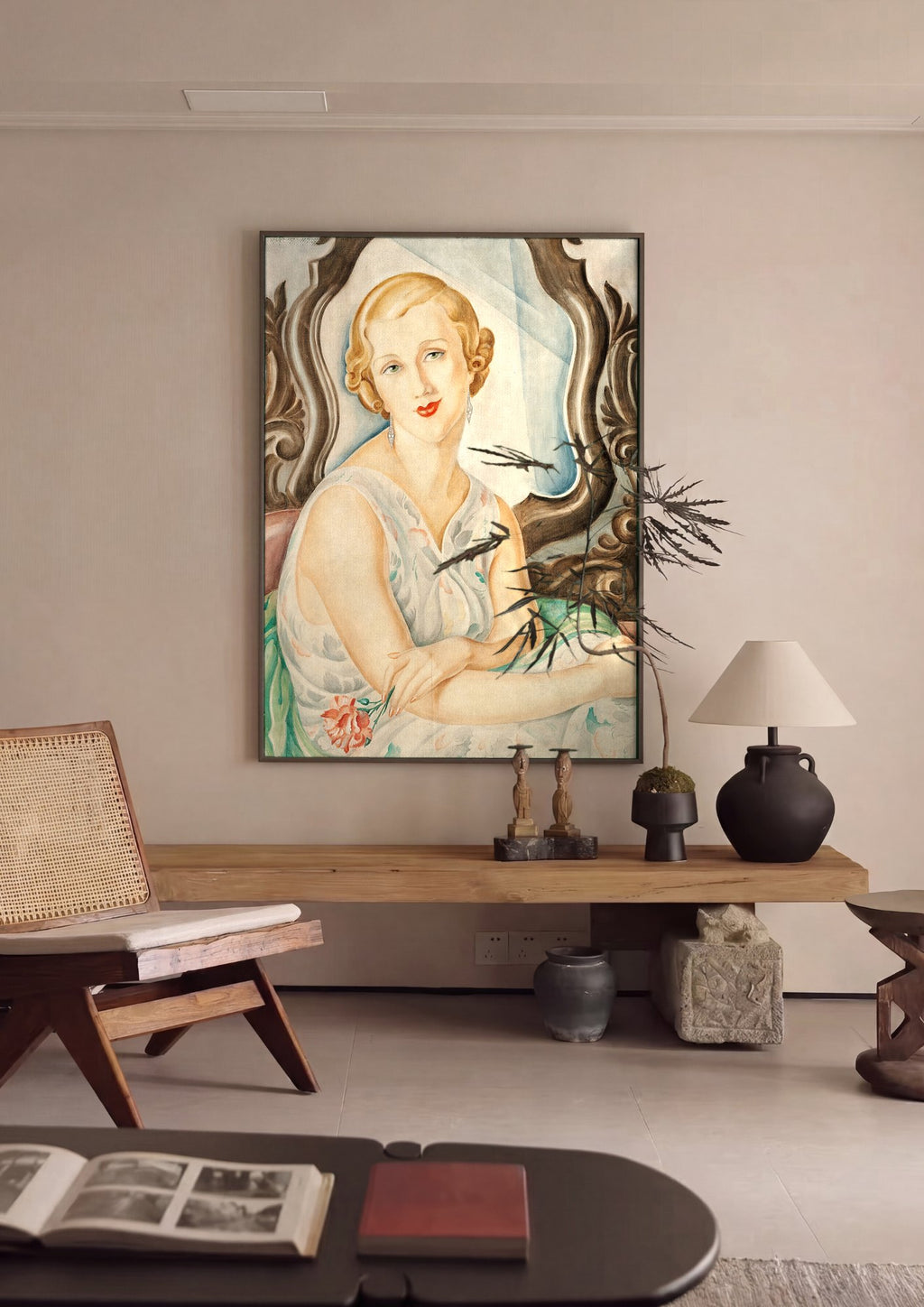 Quadro Decorativo Retrato de Mulher Elegante - Gerda Wegener | quadro emoldurado na parede
