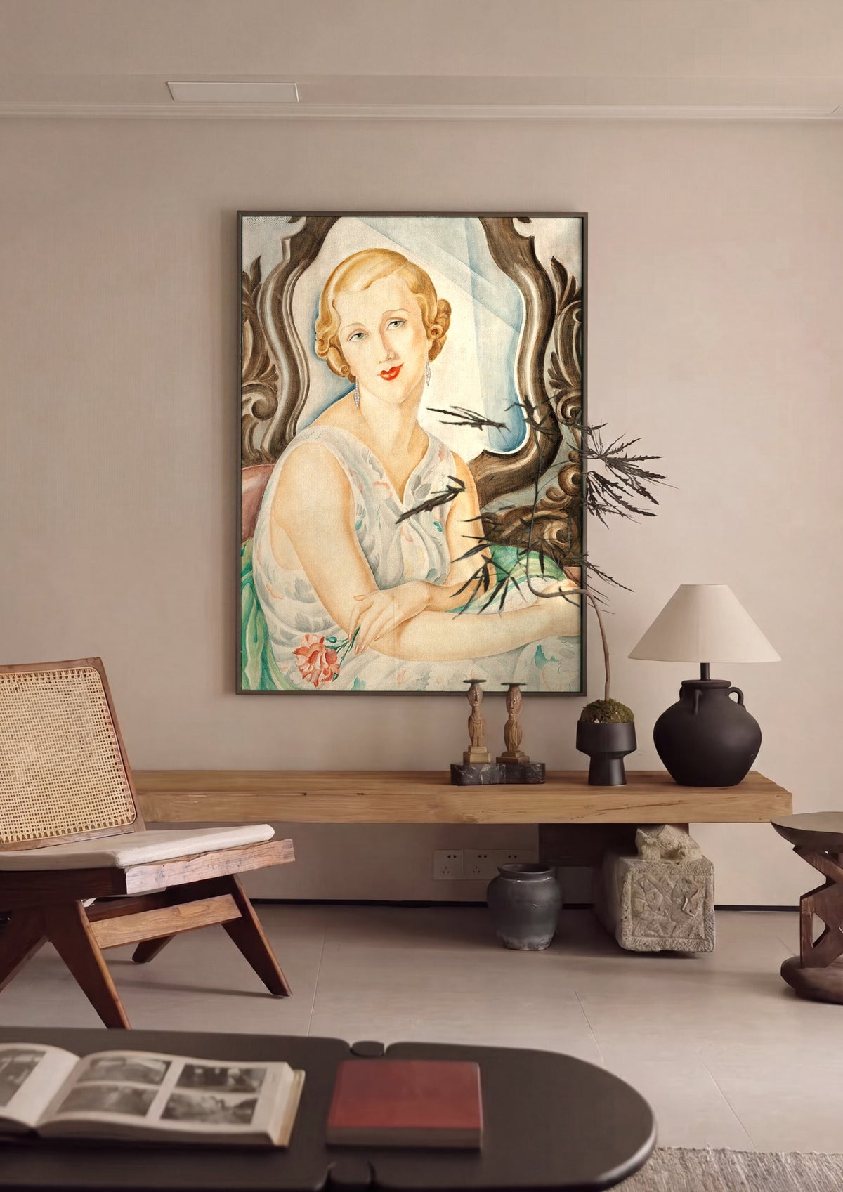 Quadro Decorativo Retrato de Mulher Elegante - Gerda Wegener | quadro emoldurado na parede