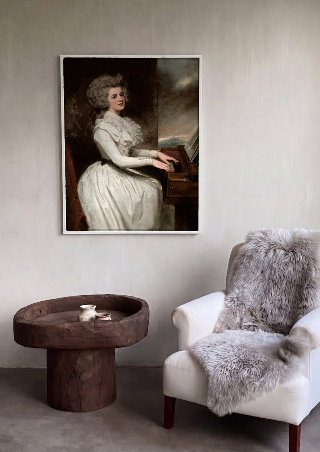 Quadro Decorativo Senhora ao Piano - George Romney | quadro emoldurado na parede