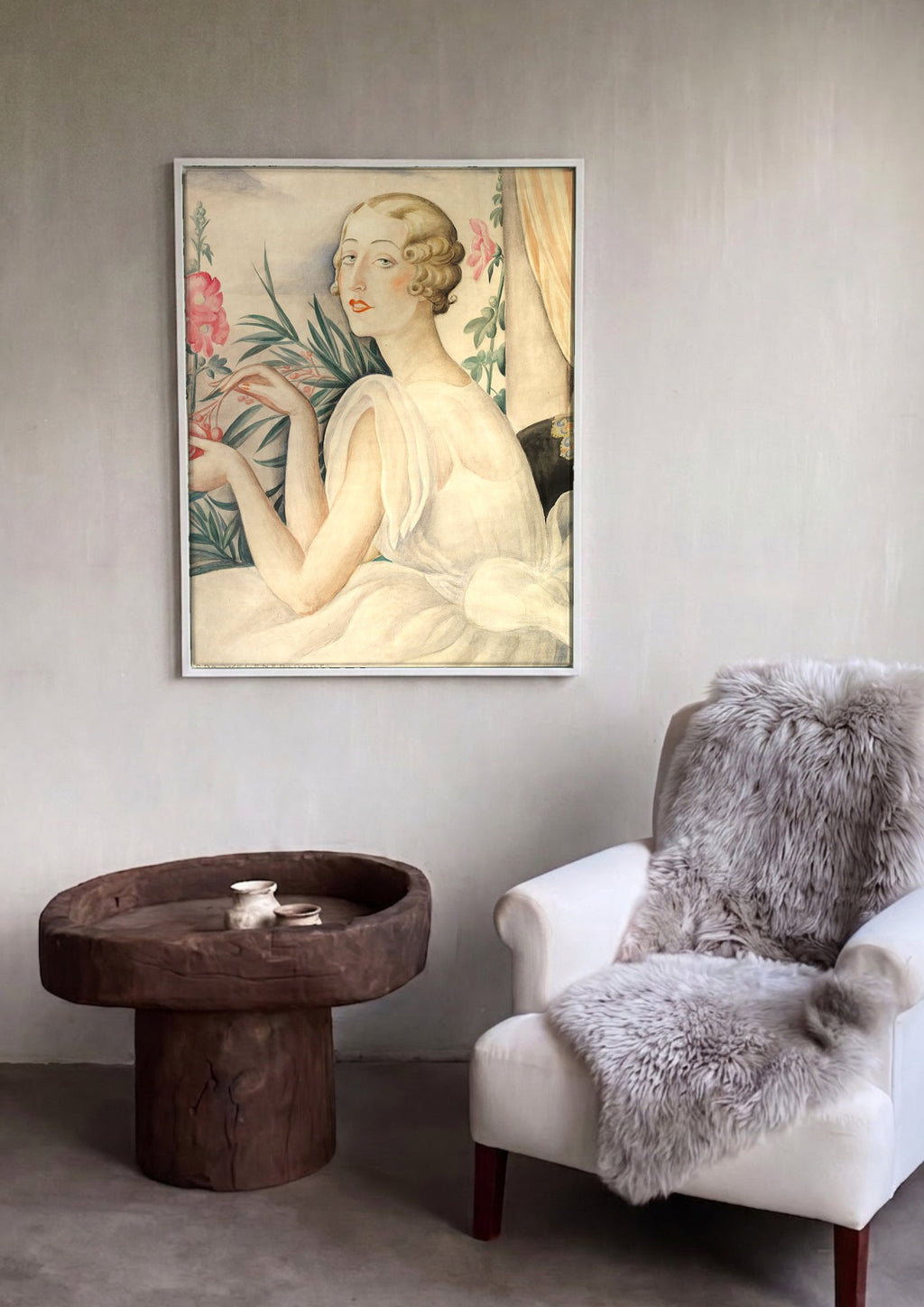 Quadro Decorativo A Mulher e as Flores - Gerda Wegener | quadro emoldurado na parede