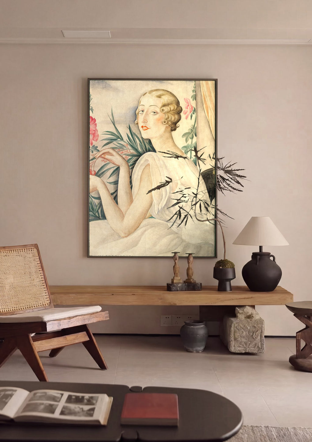 Quadro Decorativo A Mulher e as Flores - Gerda Wegener | quadro emoldurado na parede
