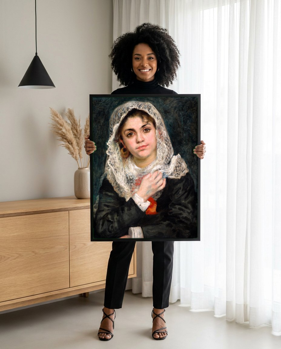 Quadro Decorativo A Espanhola - Pierre-Auguste Renoir | modelo apresentando o quadro emoldurado