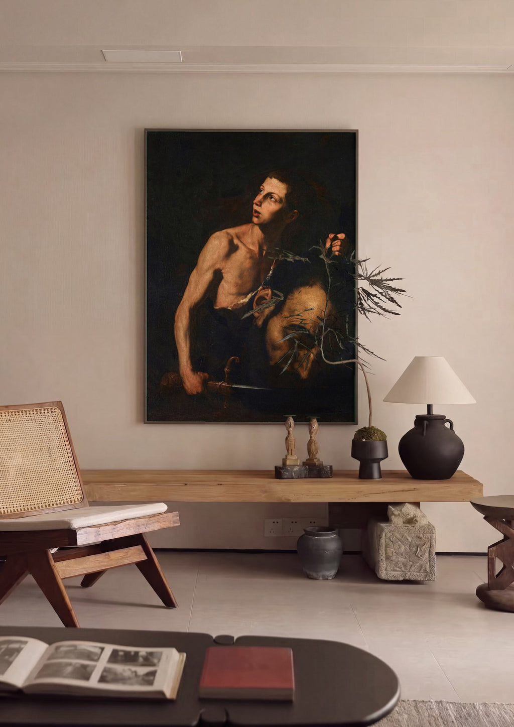Quadro Decorativo Davi com a Cabeça de Golias - Jusepe de Ribera | quadro emoldurado na parede