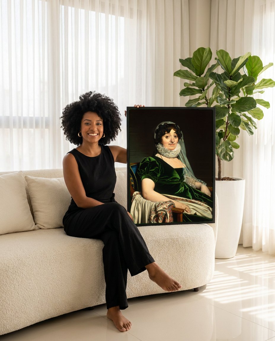 Quadro Decorativo Madame de Senonnes - Ingres | modelo apresentando o quadro emoldurado