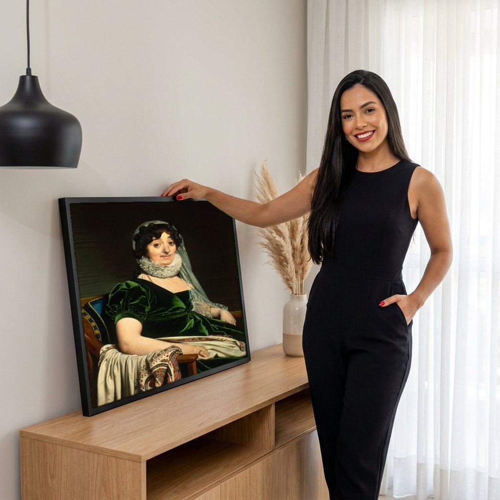Quadro Decorativo Madame de Senonnes - Ingres | modelo apresentando o quadro emoldurado