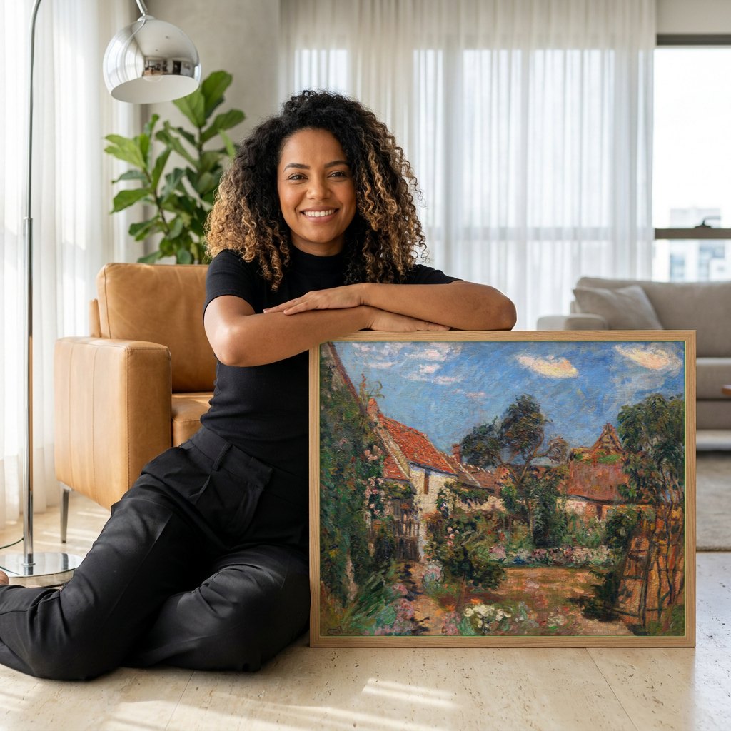 Quadro Decorativo Campo Francês - Armand Guillaumin | modelo apresentando o quadro emoldurado