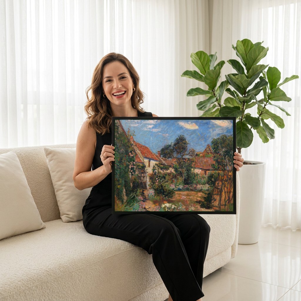 Quadro Decorativo Campo Francês - Armand Guillaumin | modelo apresentando o quadro emoldurado