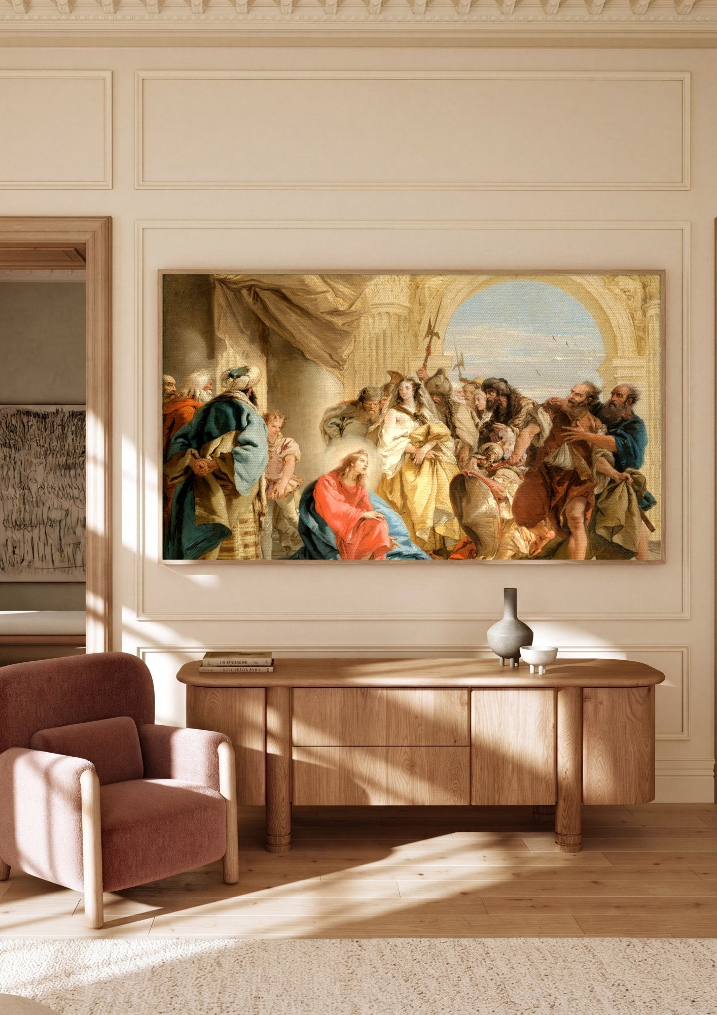 Quadro Decorativo A Mulher Adúltera - G. D. Tiepolo em ambiente decorado