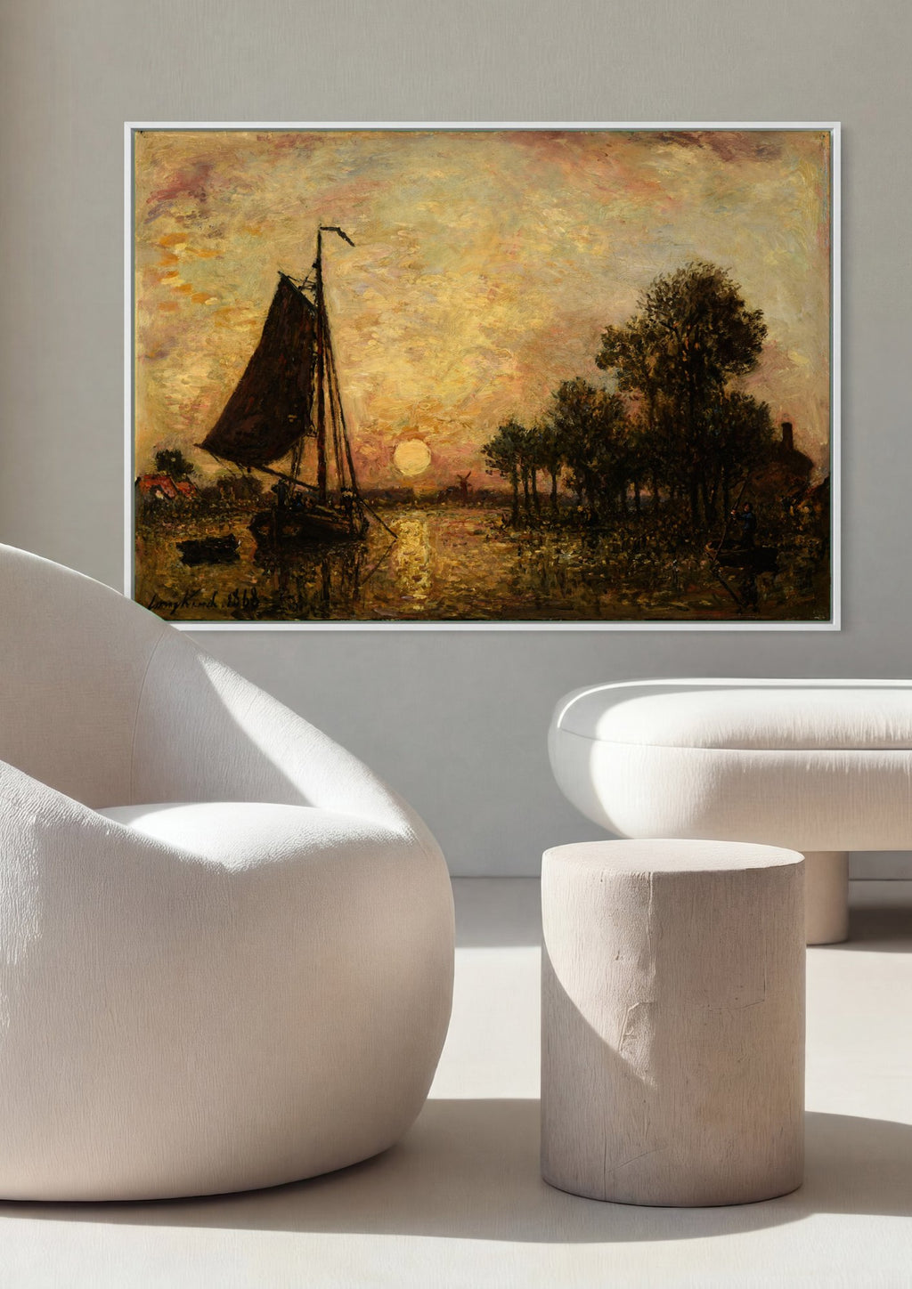 Quadro Decorativo Pôr do Sol no Rio - Jongkind | quadro emoldurado na parede