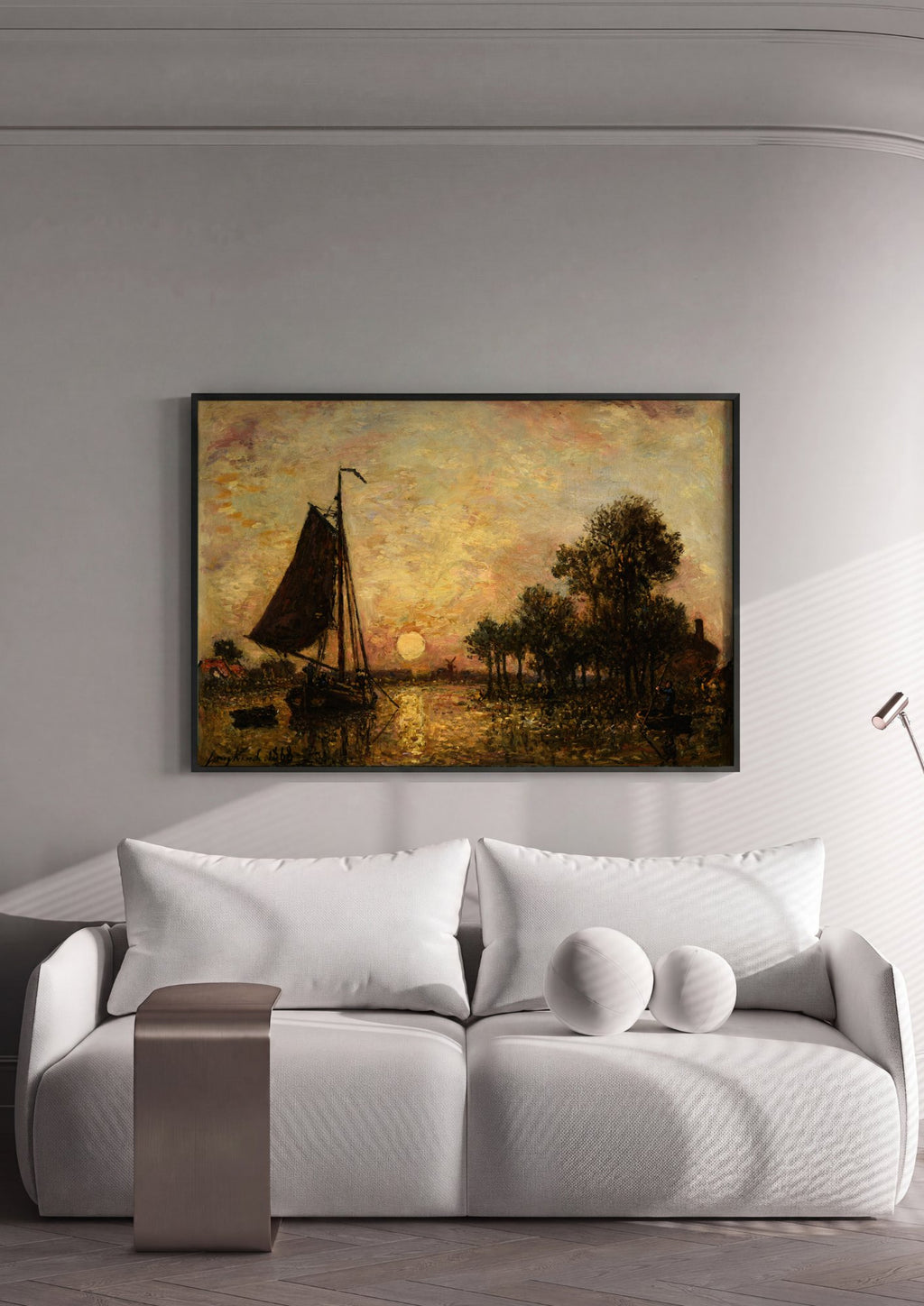Quadro Decorativo Pôr do Sol no Rio - Jongkind | quadro emoldurado na parede