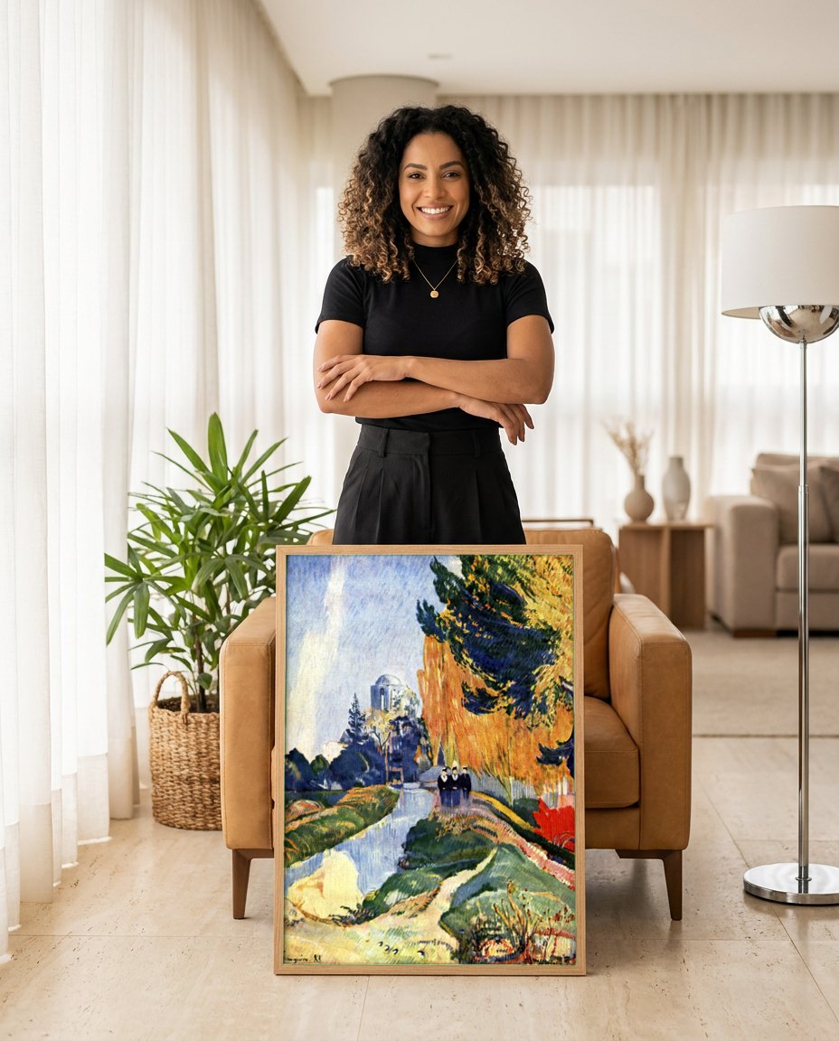 Quadro Decorativo A Lagoa de Vaugirard - Gauguin | modelo apresentando o quadro emoldurado