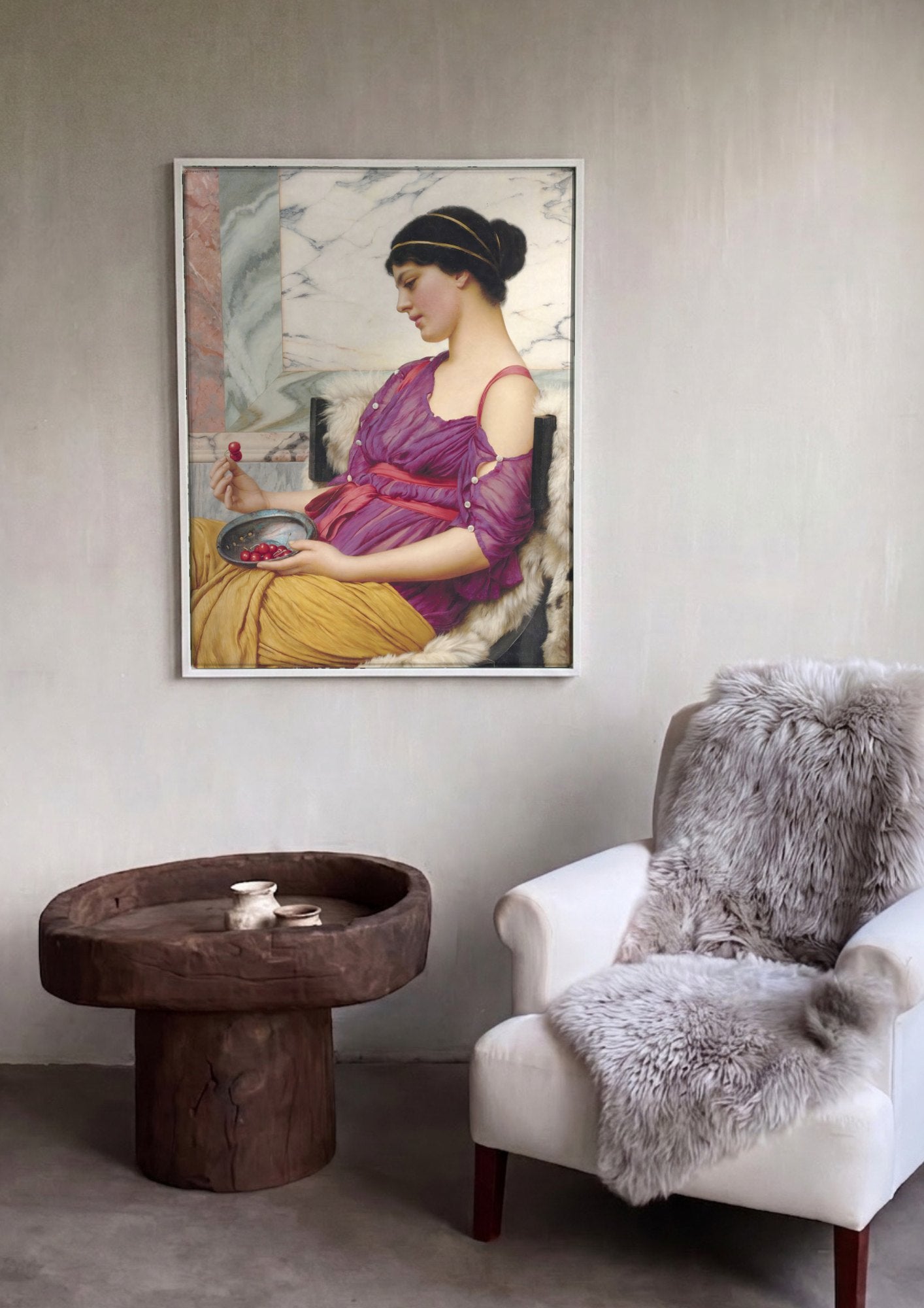 Quadro Decorativo Cesto de Cerejas - J.W. Godward | quadro emoldurado na parede