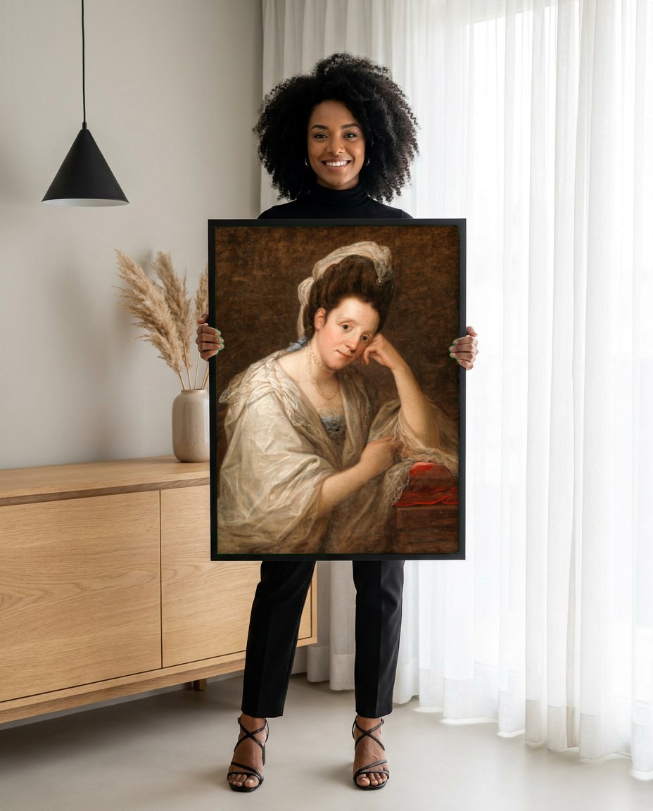 Quadro Decorativo Retrato de Senhora - Angelica Kauffmann | modelo apresentando o quadro emoldurado