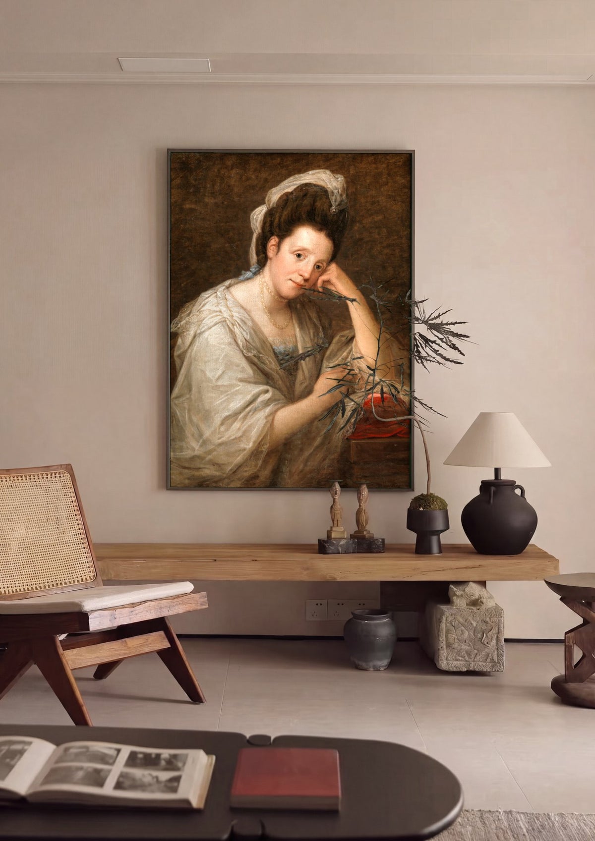 Quadro Decorativo Retrato de Senhora - Angelica Kauffmann | quadro emoldurado na parede