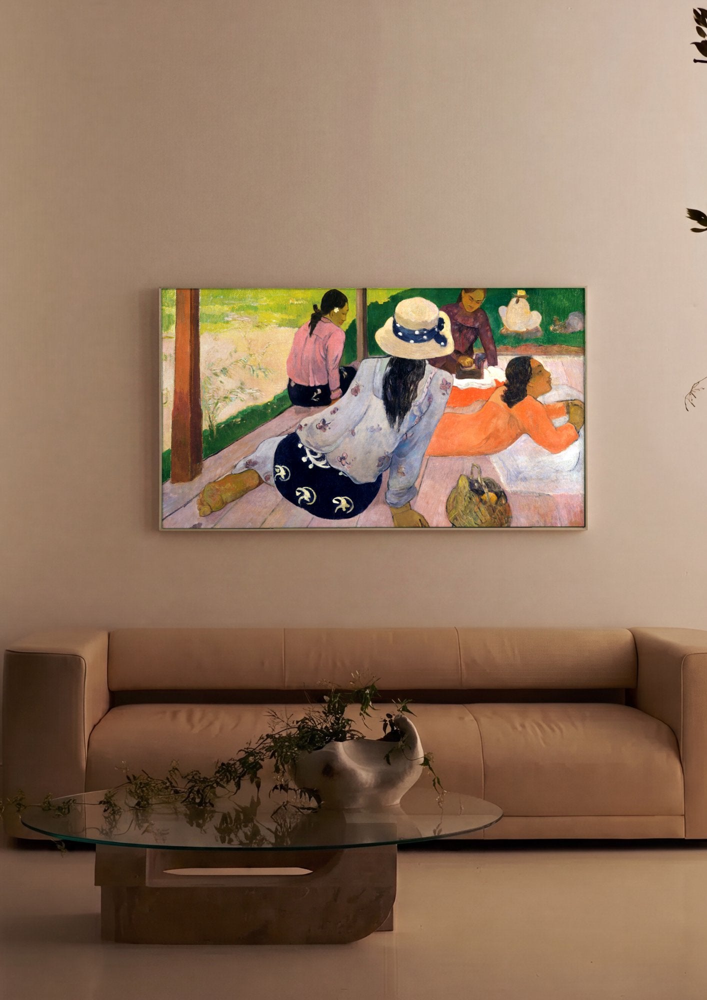 Quadro Decorativo Mulheres na Varanda - Gauguin em ambiente decorado