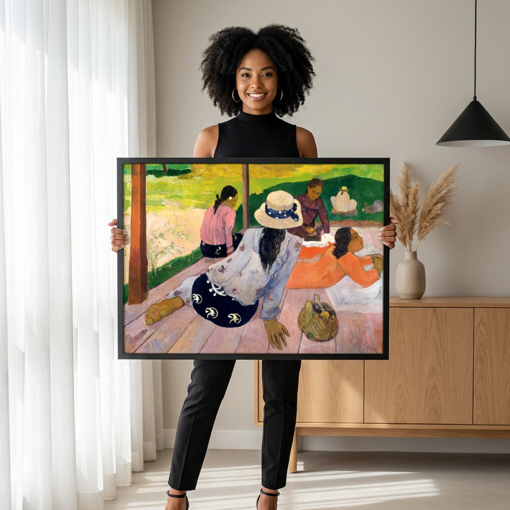 Quadro Decorativo Mulheres na Varanda - Gauguin com modelo em ambiente