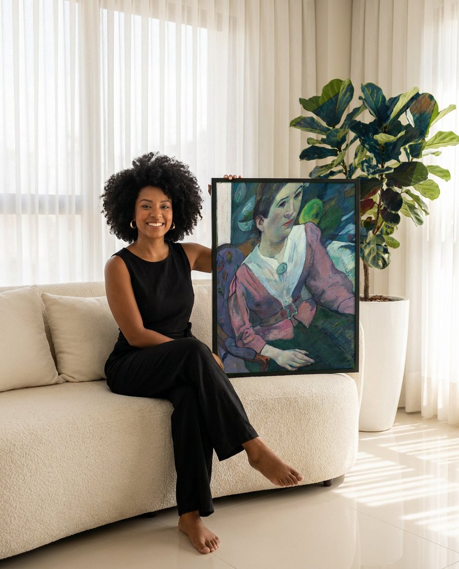 Quadro Decorativo A Mulher de Gauguin - Gauguin com modelo em ambiente