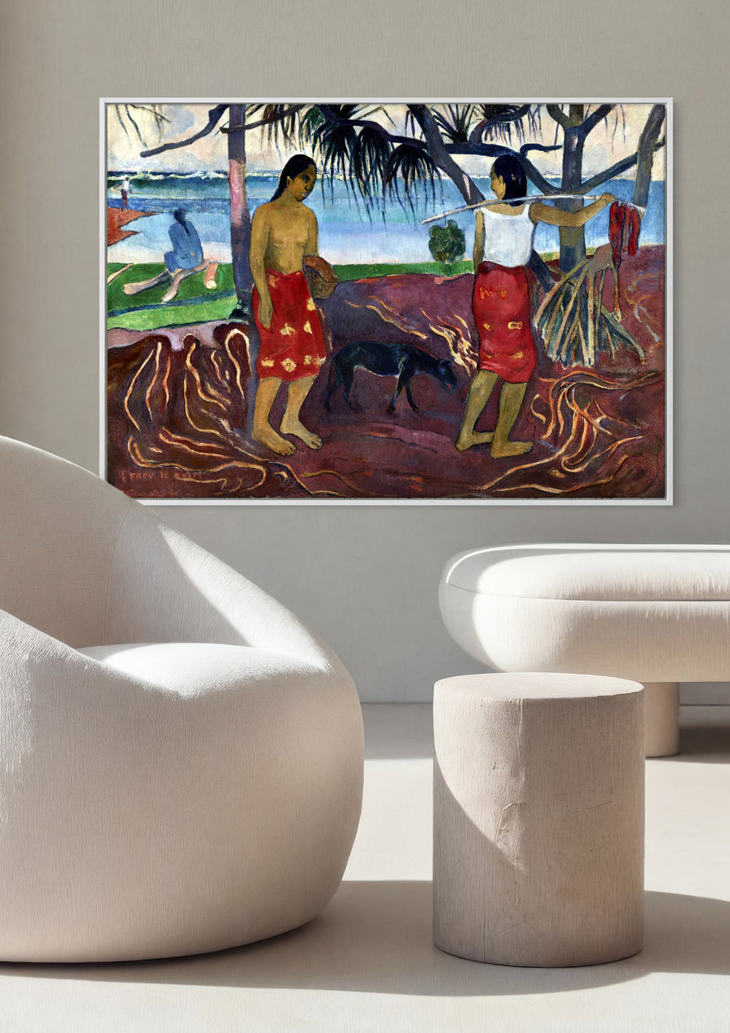 Quadro Decorativo Na Praia (Faa Iheihe) - Gauguin em ambiente decorado