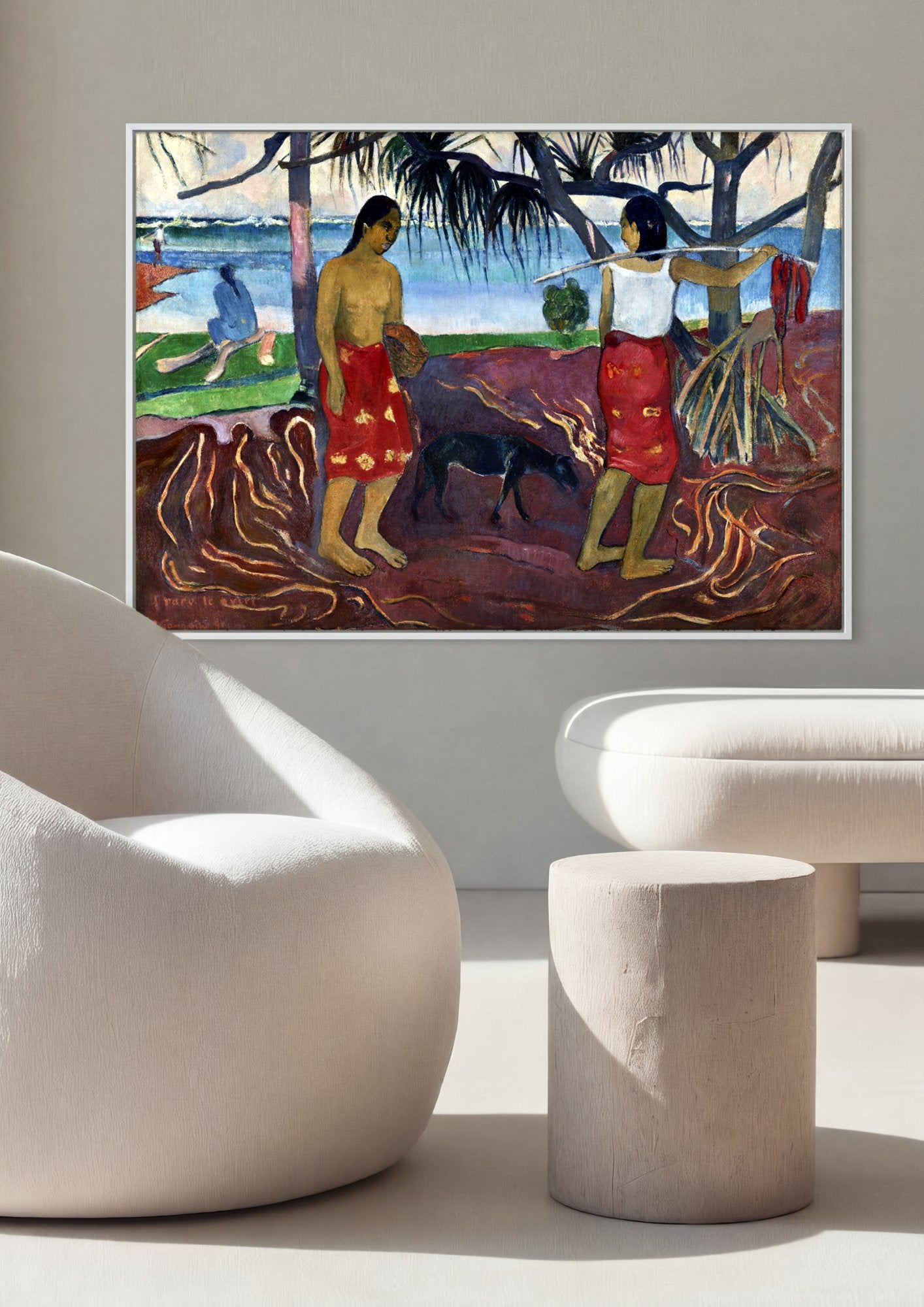 Quadro Decorativo Na Praia (Faa Iheihe) - Gauguin em ambiente decorado
