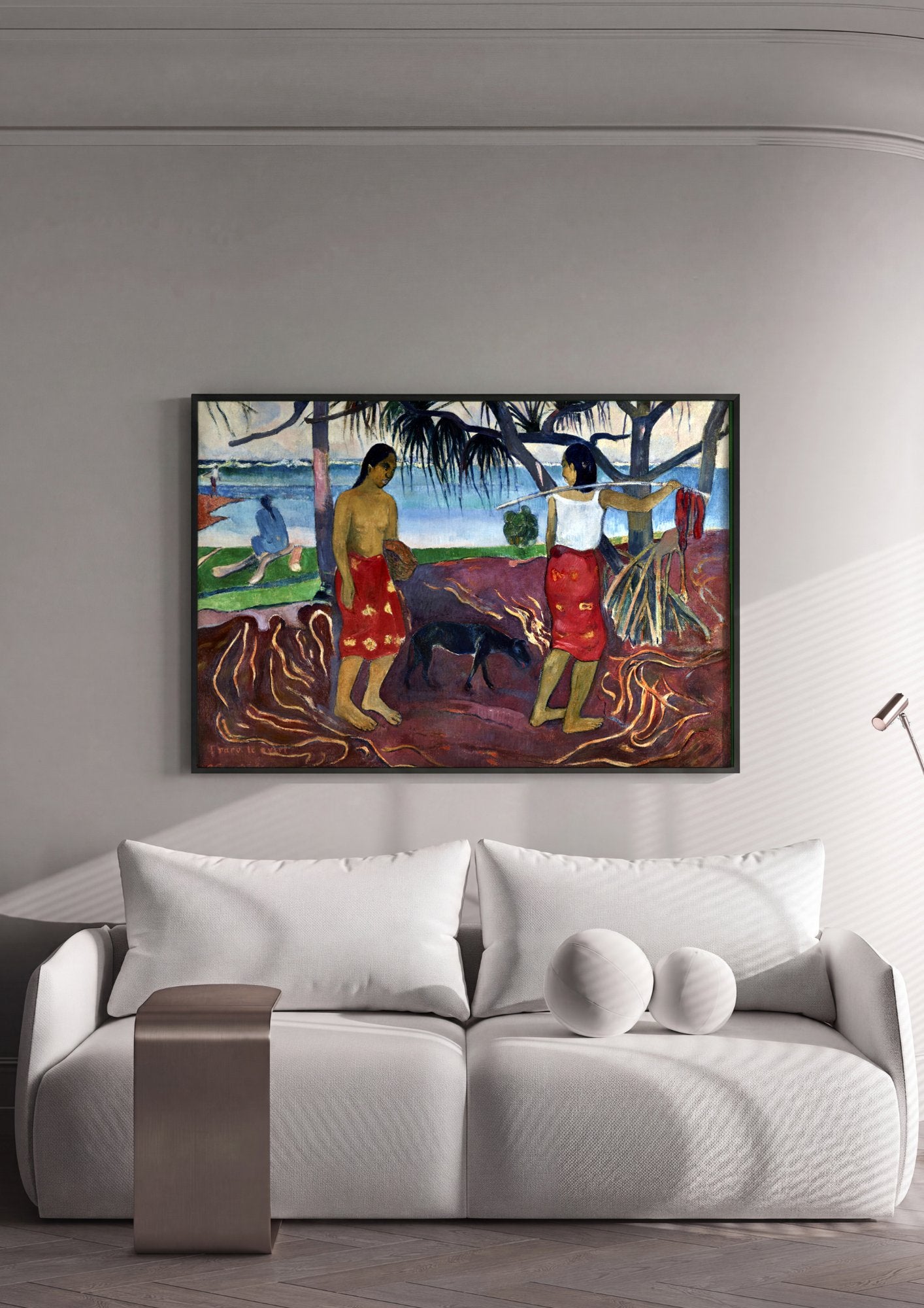 Quadro Decorativo Na Praia (Faa Iheihe) - Gauguin em ambiente decorado