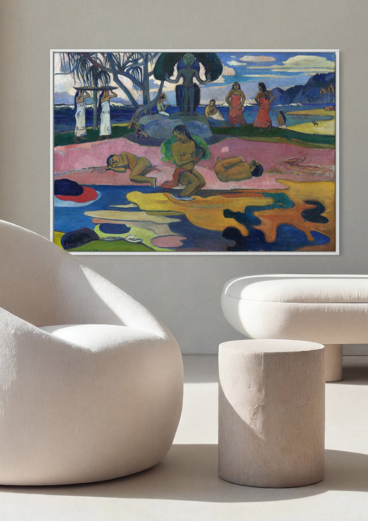 Quadro Decorativo Mahana no Atua - Paul Gauguin em ambiente decorado