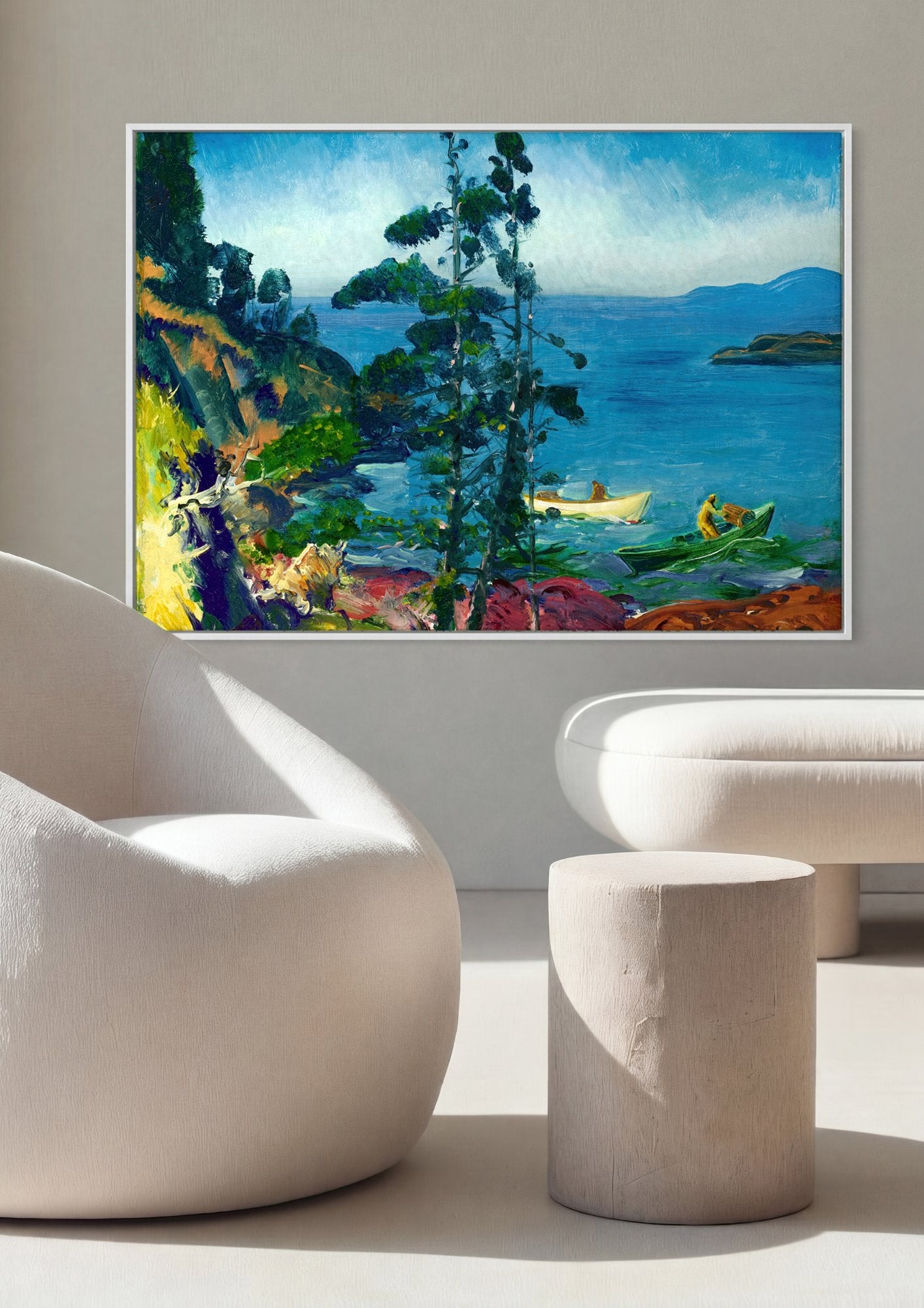 Quadro Decorativo Pescadores em Monhegan - George Bellows em ambiente decorado