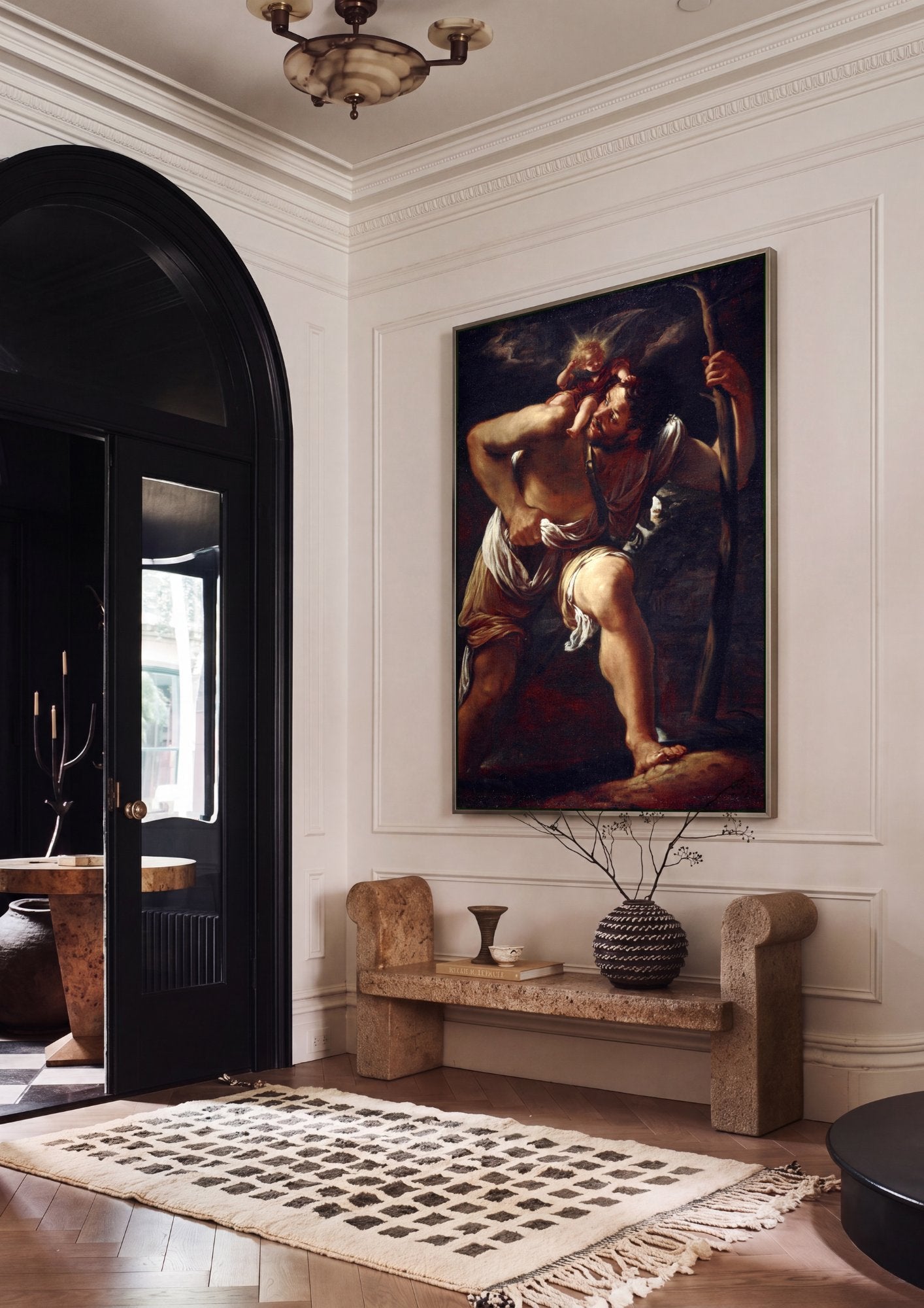 Quadro Decorativo São Cristóvão Carregando o Menino Jesus - Borgianni em ambiente decorado