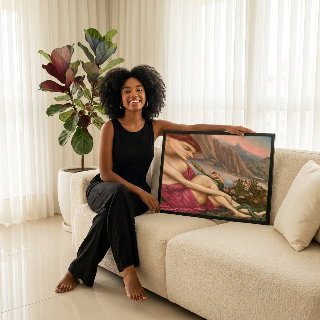 Quadro Decorativo 'Eos' - Evelyn De Morgan com modelo em ambiente