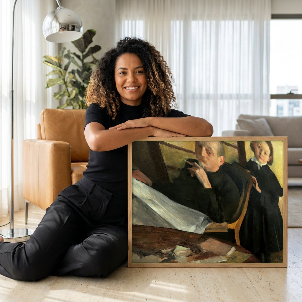 Quadro Decorativo O Pai do Artista - Edgar Degas com modelo em ambiente