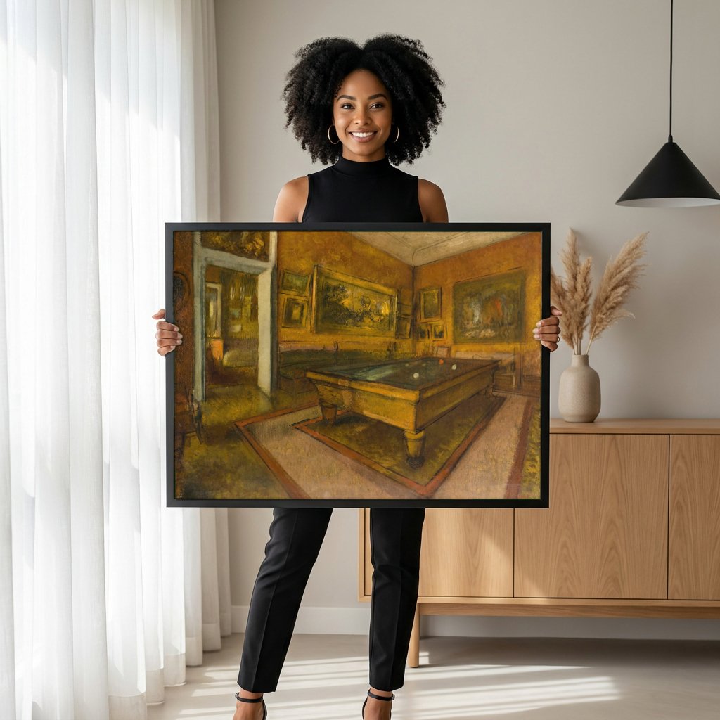 Quadro Decorativo A Sala de Bilhar - Edgar Degas com modelo em ambiente