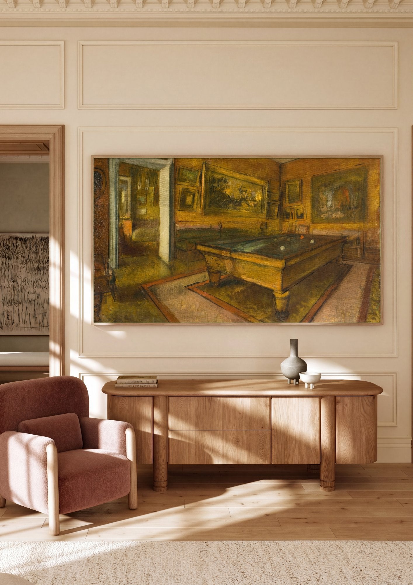 Quadro Decorativo A Sala de Bilhar - Edgar Degas em ambiente decorado