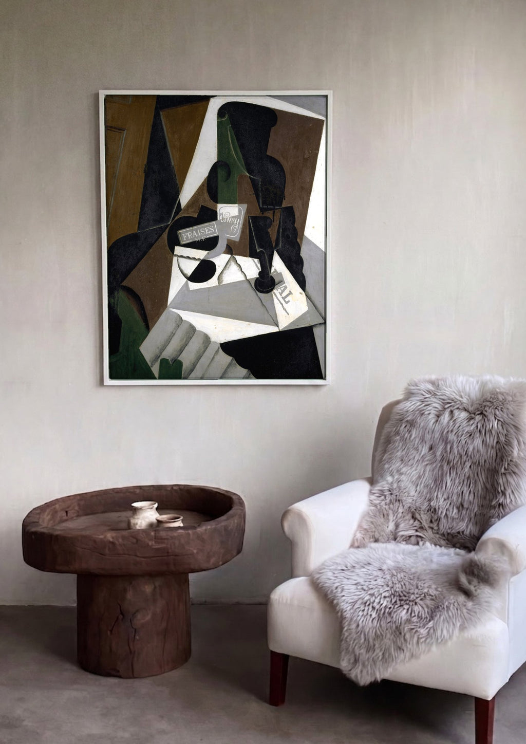 Quadro Decorativo Natureza Morta com Garrafa - Juan Gris em ambiente decorado