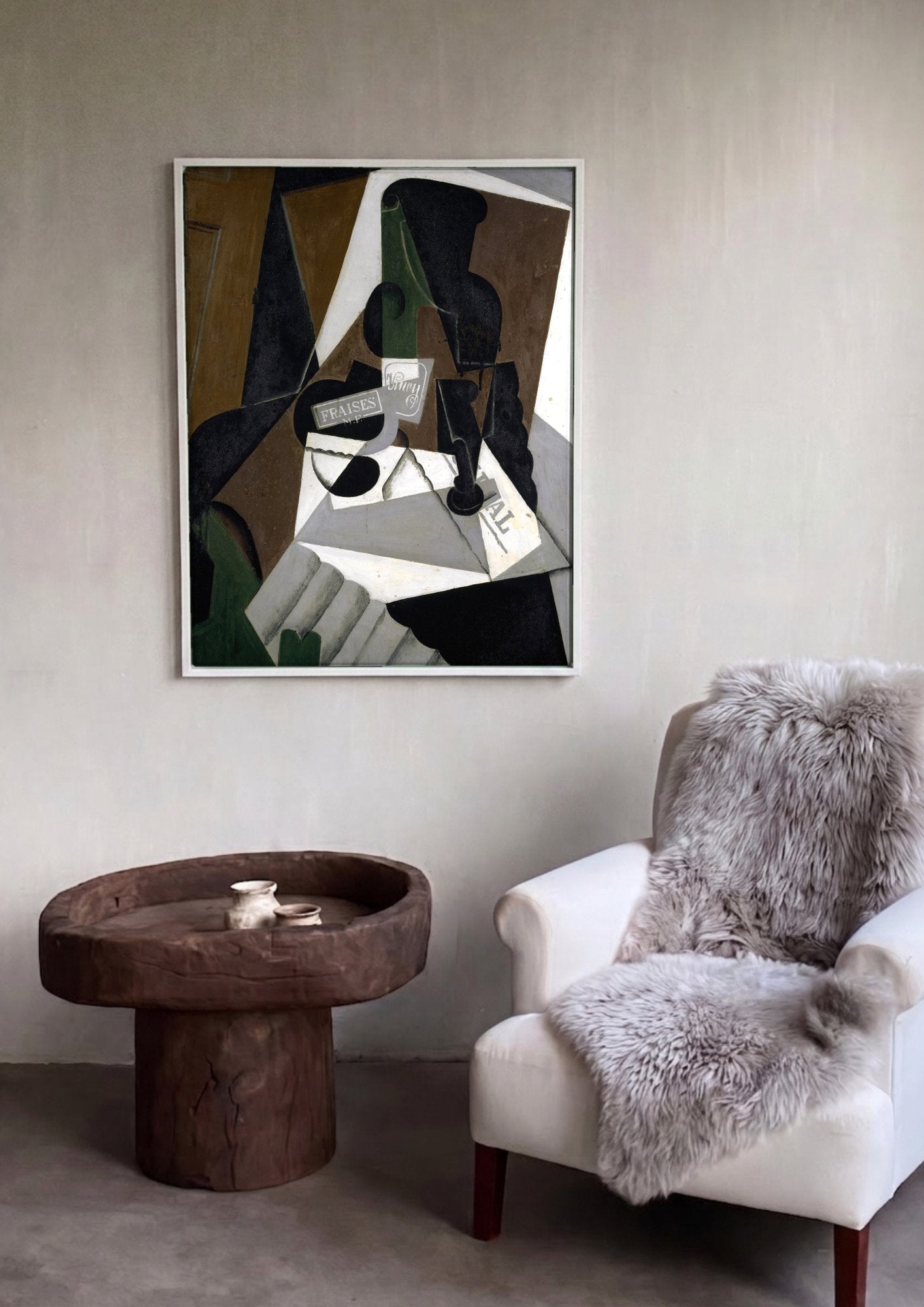Quadro Decorativo Natureza Morta com Garrafa - Juan Gris em ambiente decorado
