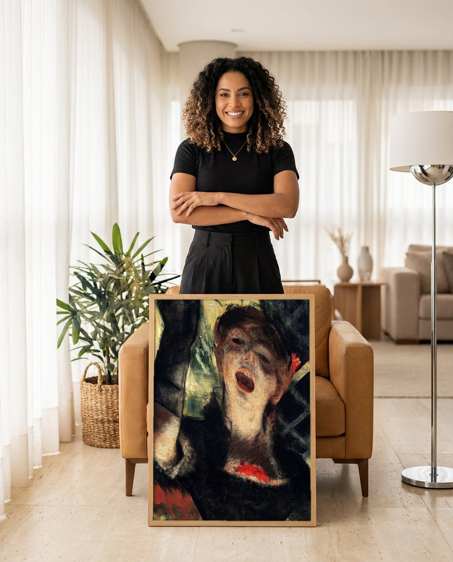 Quadro Decorativo A Cantora - Edgar Degas com modelo em ambiente