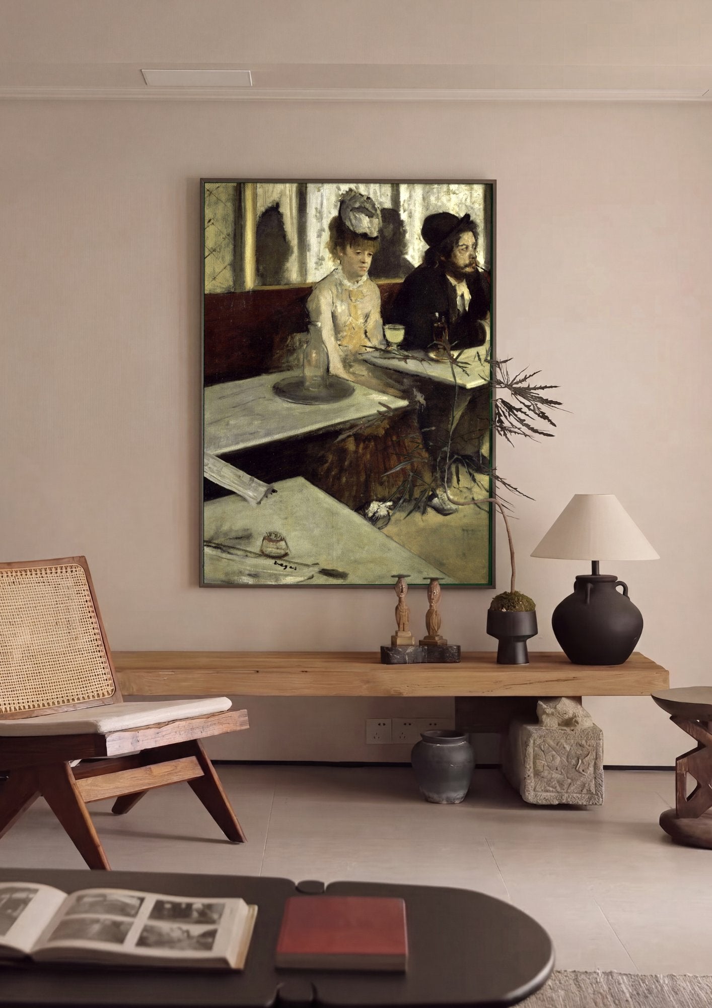 Quadro Decorativo O Absinto - Edgar Degas em ambiente decorado
