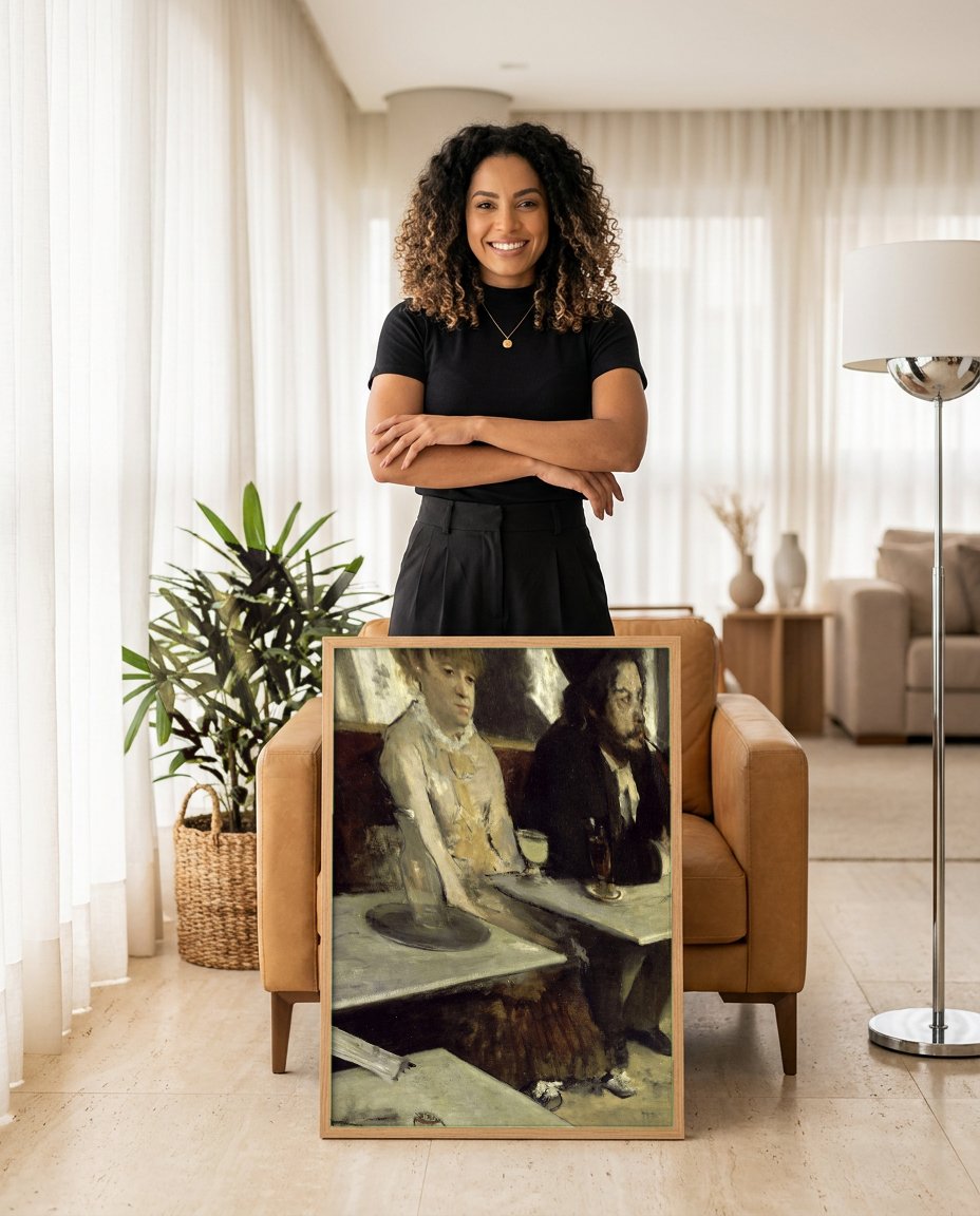 Quadro Decorativo O Absinto - Edgar Degas com modelo em ambiente