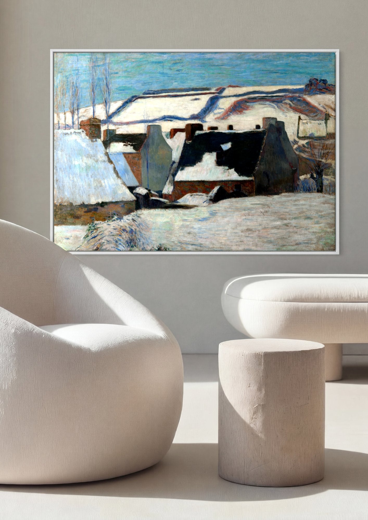 Quadro Decorativo Casas na Neve - Paul Gauguin em ambiente decorado