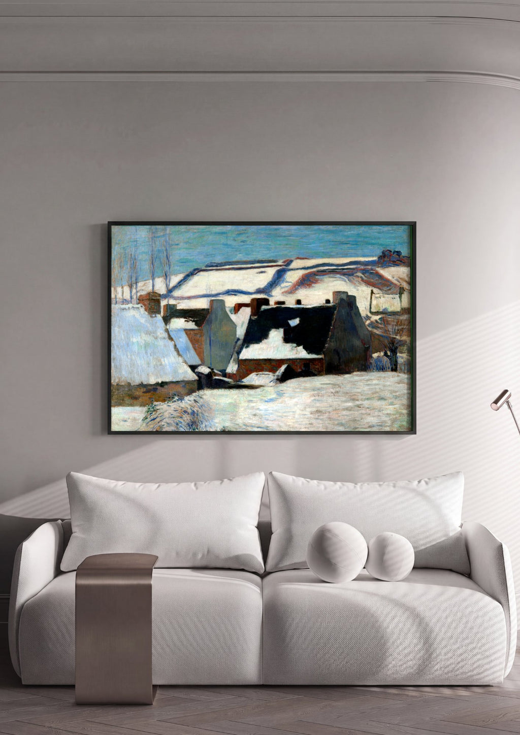 Quadro Decorativo Casas na Neve - Paul Gauguin em ambiente decorado