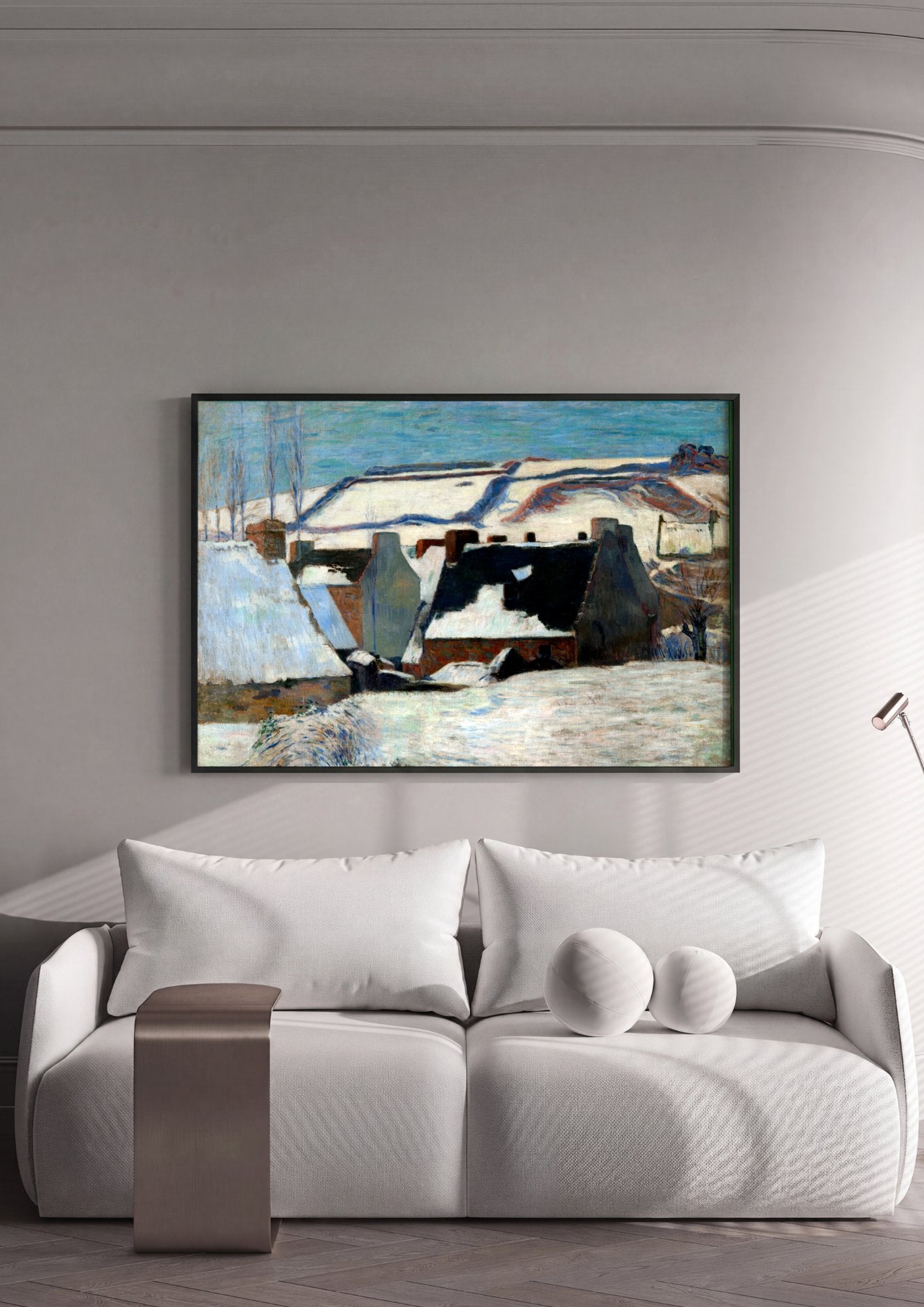 Quadro Decorativo Casas na Neve - Paul Gauguin em ambiente decorado