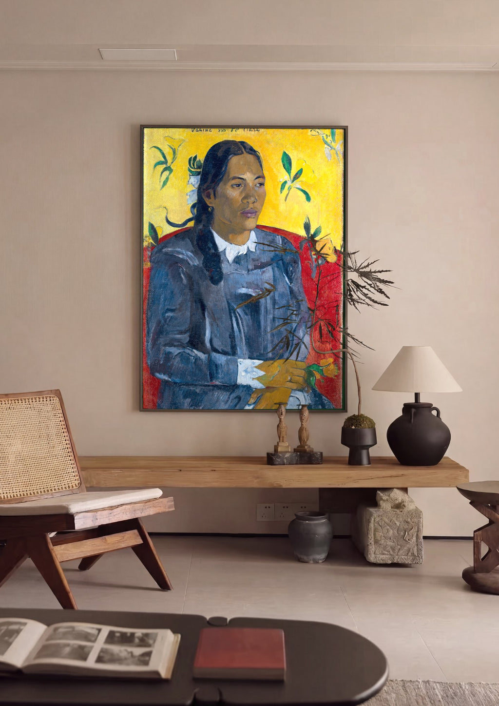 Quadro Decorativo Vahine no te Tiare - Gauguin em ambiente decorado