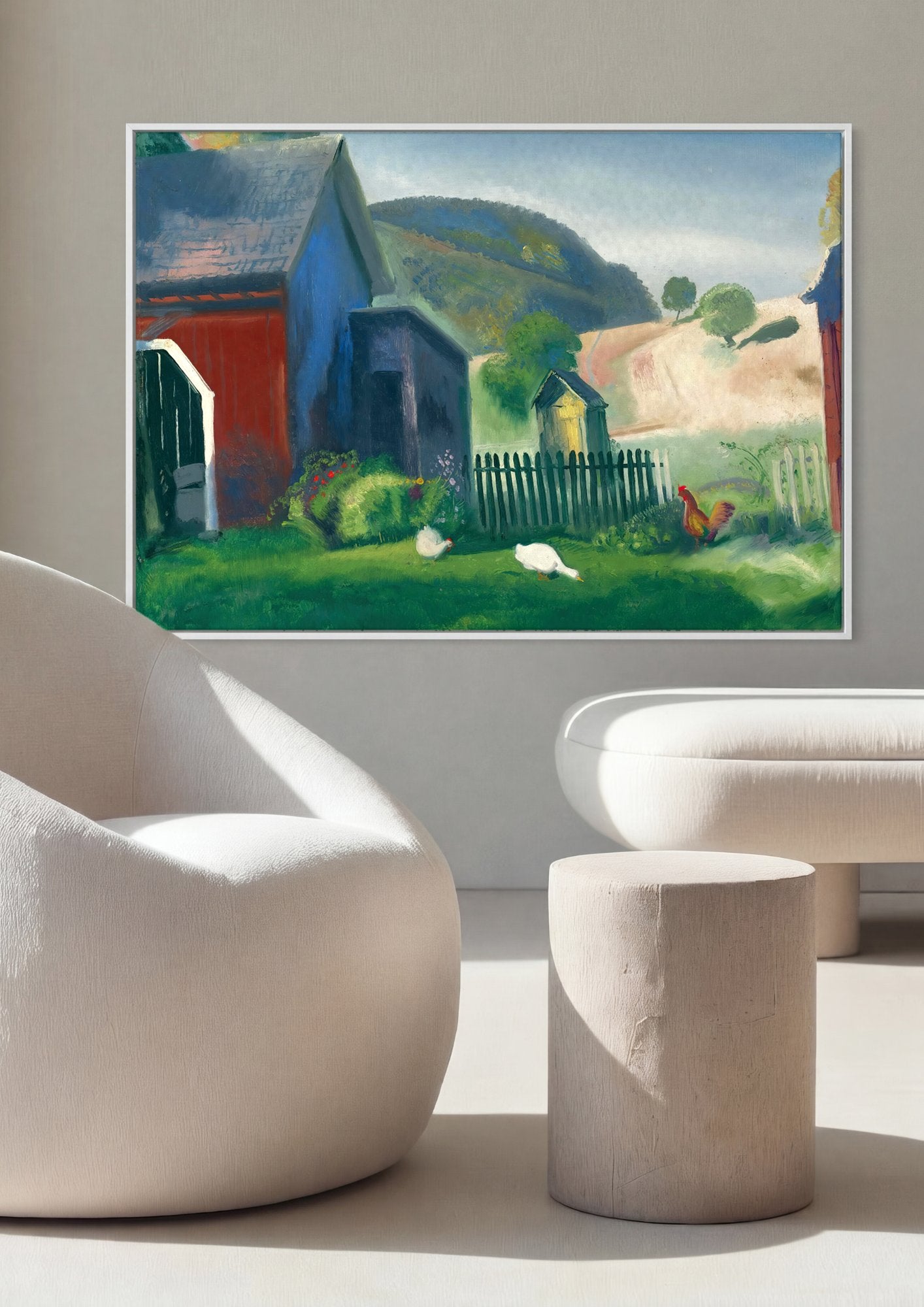 Quadro Decorativo Cena Rural com Aves - George Bellows em ambiente decorado